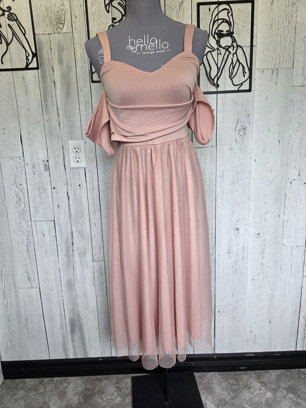 0SOS Pink Cold Shoulder Tulle Midi Dress Size 4 Date Night Wedding Guest